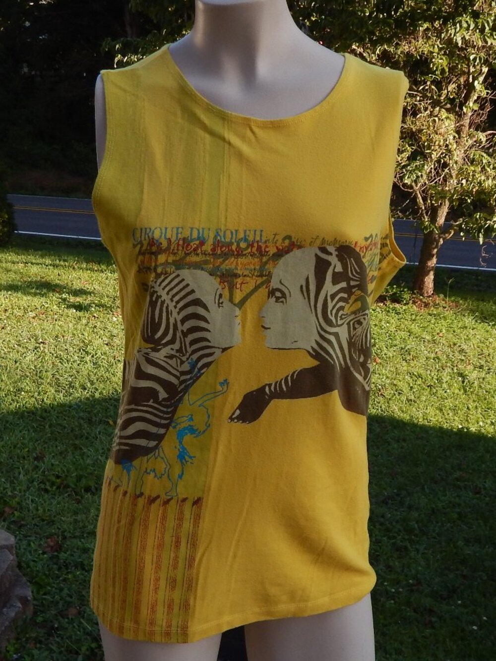 Cirque Du Soleil Vintage O Zebra Graphic Tank Top Size Large Avant Garde Art Tee